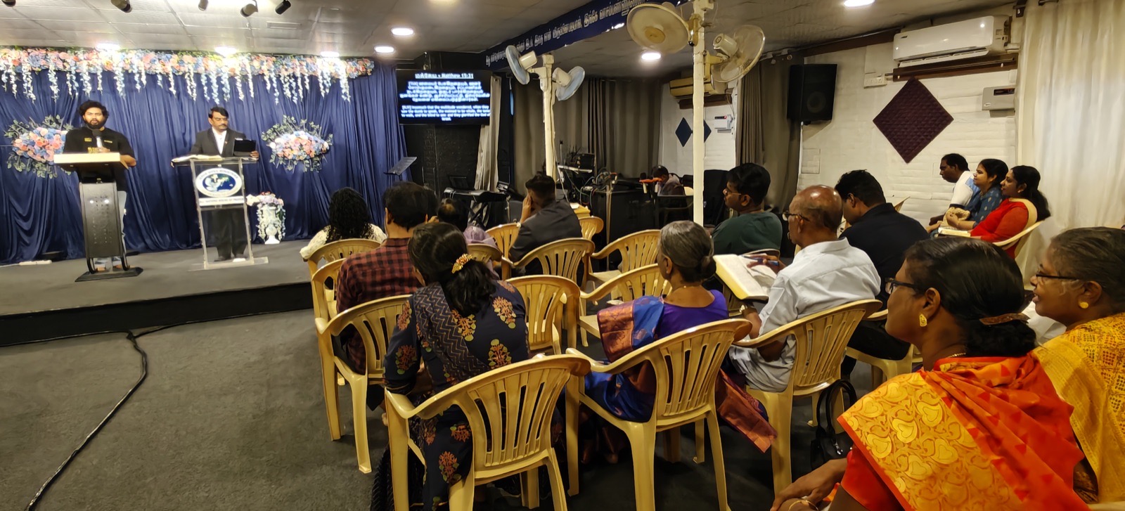Congregation worshipping at All Nations House of Prayer, Santhosapuram, Chennai