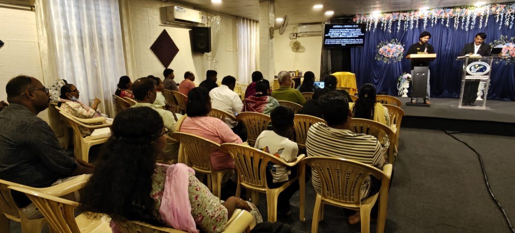 Congregation listening to the Sunday message at All Nations House of Prayer